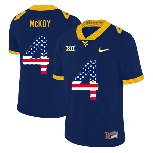 West Virginia Mountaineers 4 Kennedy McKoy Navy USA Flag College Football Jersey