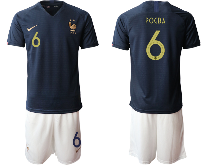 2019-20 France 6 POGBA Home Soccer Jersey