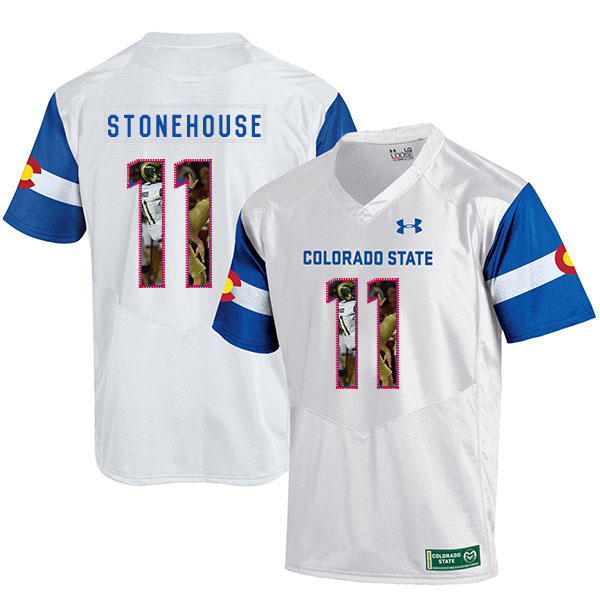 Colorado State Rams 11 Ryan Stonehouse White Fashion College Football Jersey
