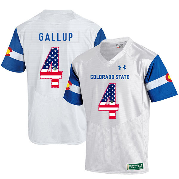 Colorado State Rams 4 Michael Gallup White USA Flag College Football Jersey
