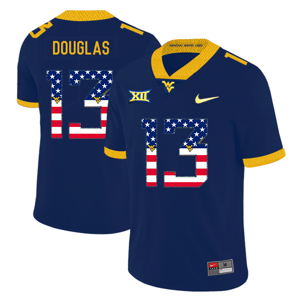 West Virginia Mountaineers 13 Rasul Douglas Navy USA Flag College Football Jersey