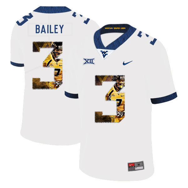 West Virginia Mountaineers 3 Stedman Bailey White Fashion College Football Jersey