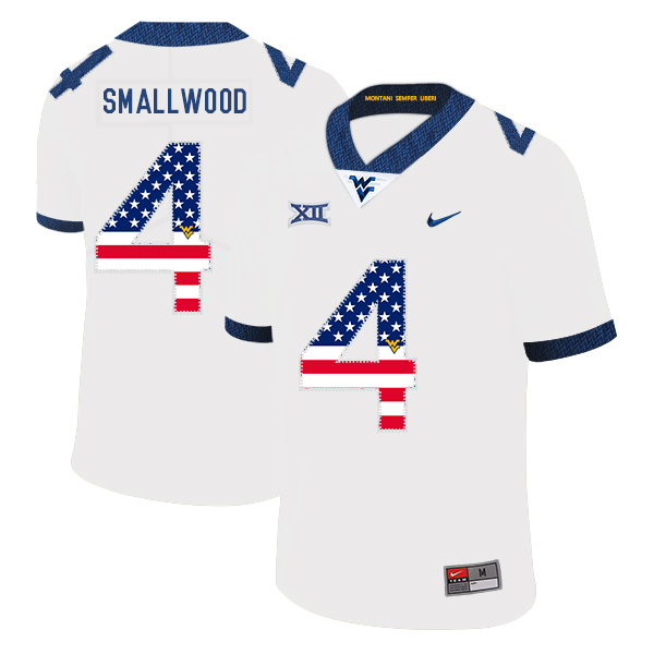 West Virginia Mountaineers 4 Wendell Smallwood White USA Flag College Football Jersey