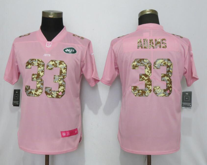 Nike Jets 33 Jamal Adams Pink Camo Fashion Women Limited Jersey