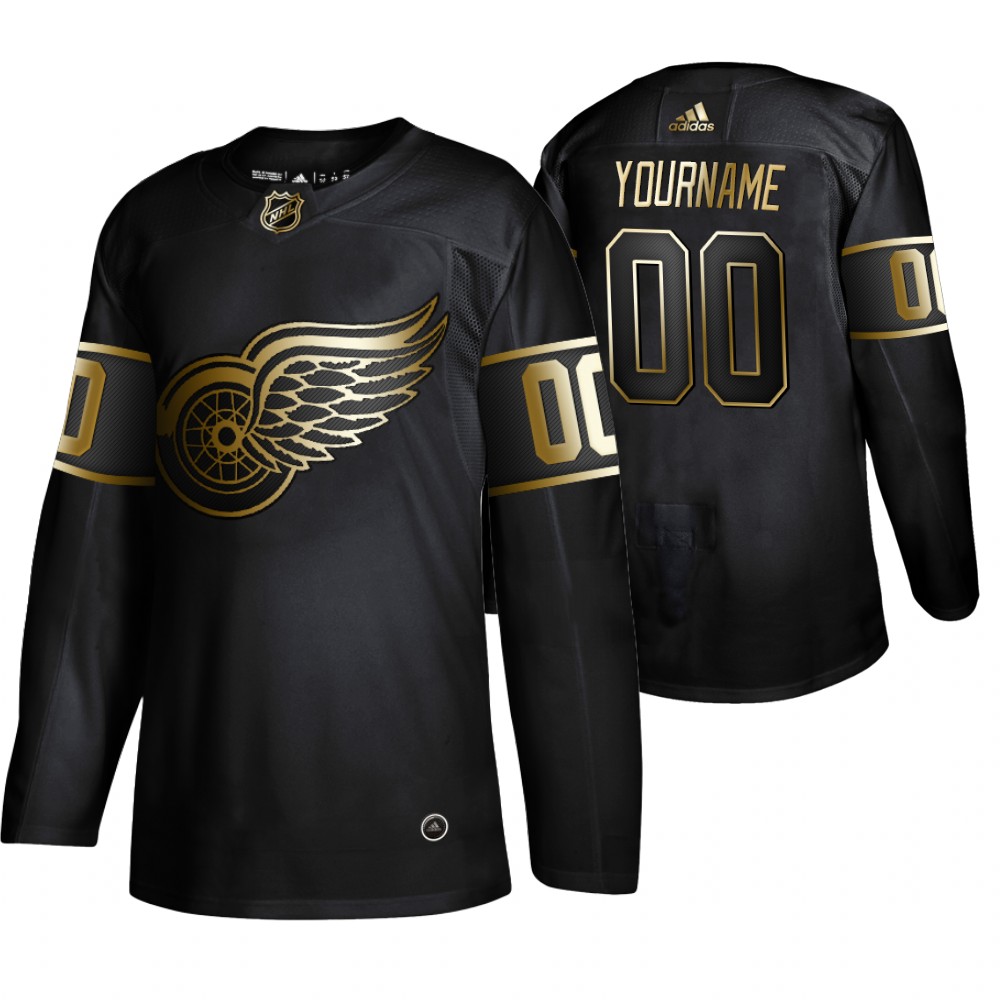 Red Wings Customized Black Gold Adidas Jersey