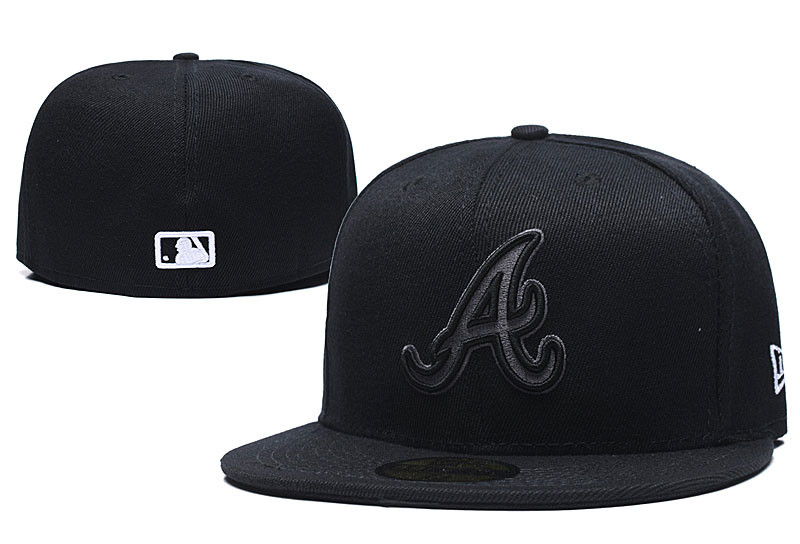 Braves Team Logo Black Fitted Hat LX