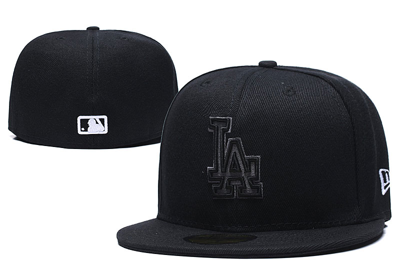 Dodgers Team Logo Black Fitted Hat LX
