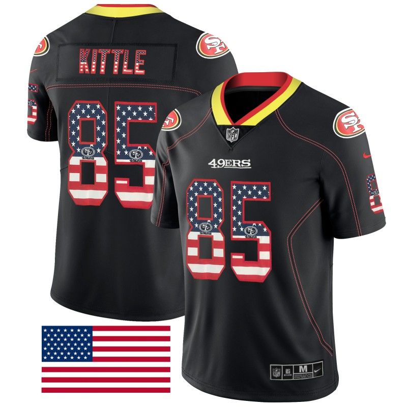 Nike 49ers 85 George Kittle Black USA Flash Fashion Limited Jersey
