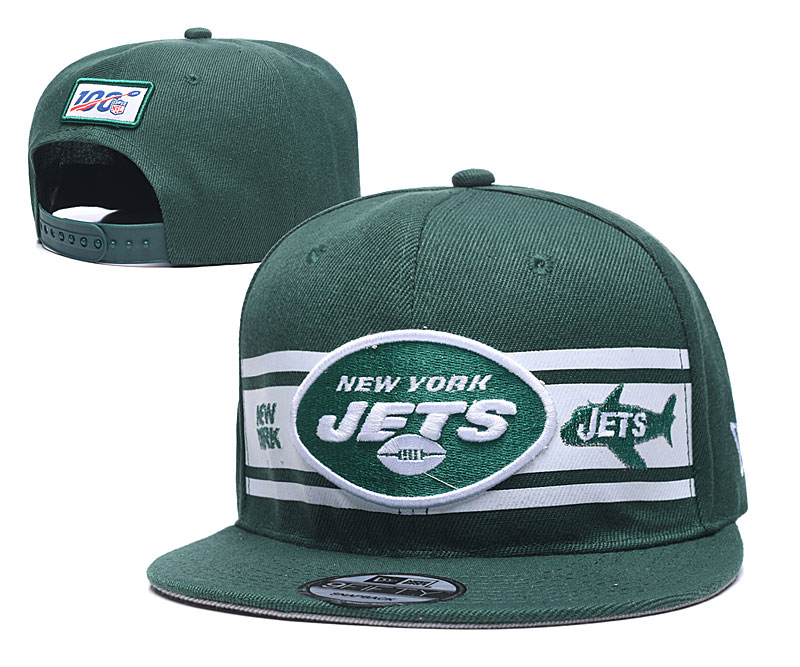 Jets Team Logo Green 100th Seanson Adjustable Hat YD