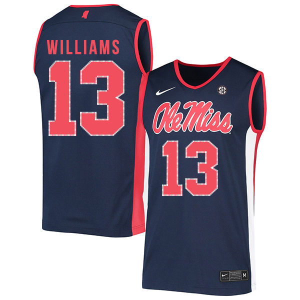 Ole Miss Rebels 13 Bryce Williams Navy Nike Basketball College Jersey