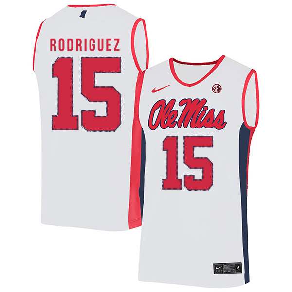 Ole Miss Rebels 15 Luis Rodriguez White Nike Basketball College Jersey
