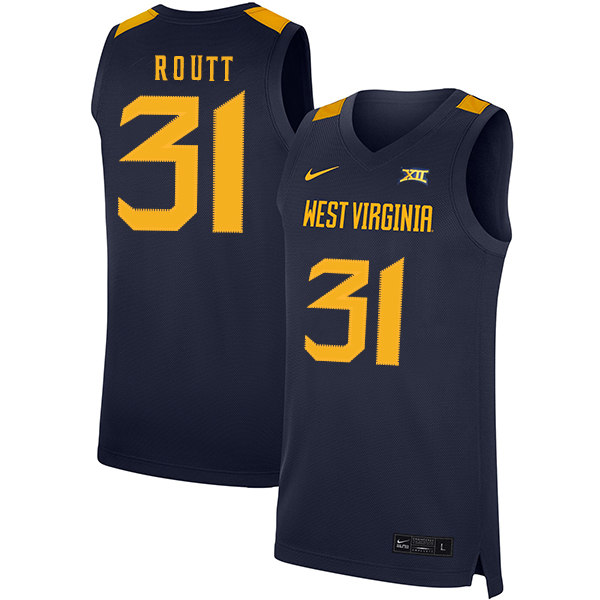 West Virginia Mountaineers 31 Logan Routt Navy Nike Basketball College Jersey