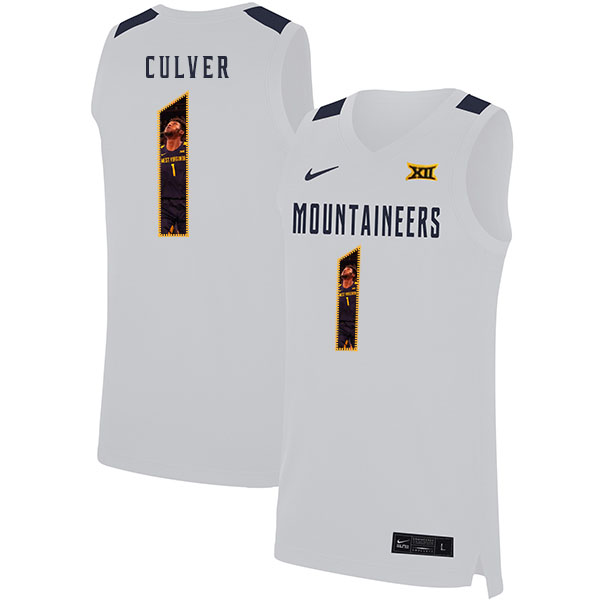 West Virginia Mountaineers 1 Derek Culver White Fashion Nike Basketball College Jersey