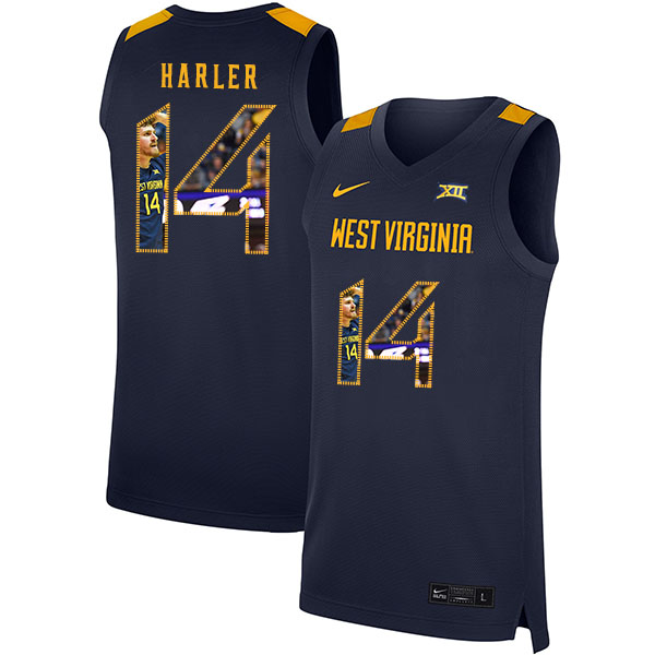 West Virginia Mountaineers 14 Chase Harler Navy Fashion Nike Basketball College Jersey