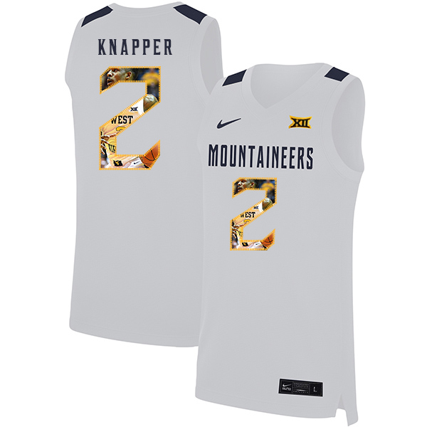 West Virginia Mountaineers 2 Brandon Knapper White Fashion Nike Basketball College Jersey