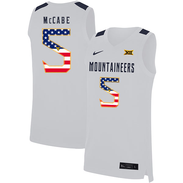 West Virginia Mountaineers 5 Jordan McCabe White USA Flag Nike Basketball College Jersey