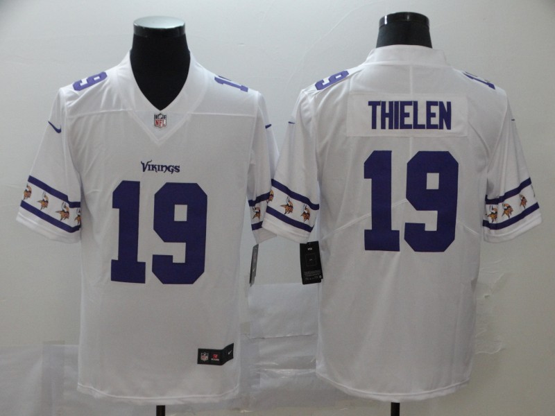 Nike Vikings 19 Adam Thielen White Team Logos Fashion Vapor Limited Jersey