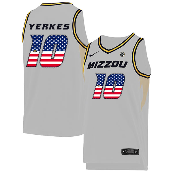 Missouri Tigers 10 Evan Yerkes Black USA Flag College Basketball Jersey
