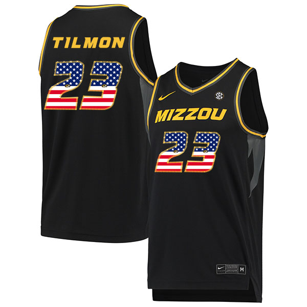 Missouri Tigers 23 Jeremiah Tilmon Black USA Flag College Basketball Jersey