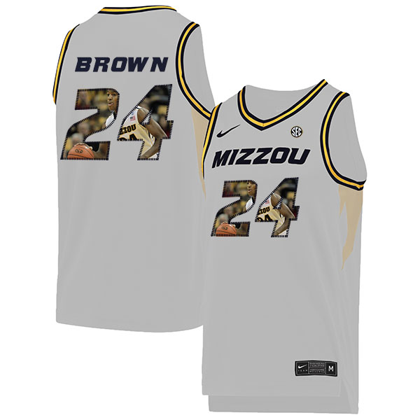 Missouri Tigers 24 Kobe Brown White Fashion College Basketball Jersey