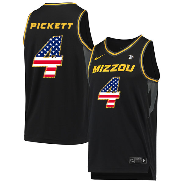 Missouri Tigers 4 Javon Pickett Black USA Flag College Basketball Jersey