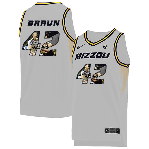 Missouri Tigers 42 Parker Braun White Fashion College Basketball Jersey