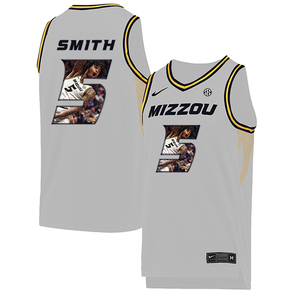 Missouri Tigers 5 Mitchell Smith White Fashion College Basketball Jersey