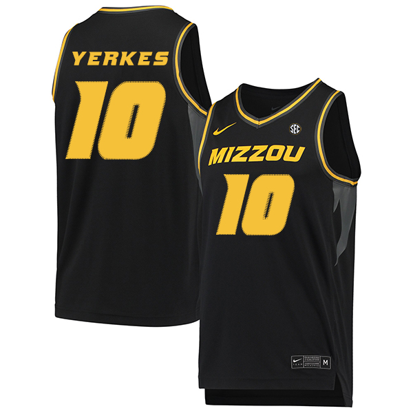 Missouri Tigers 10 Evan Yerkes Black College Basketball Jersey