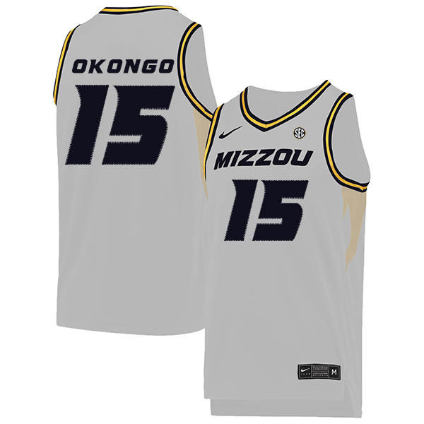 Missouri Tigers 15 Axel Okongo White College Basketball Jersey