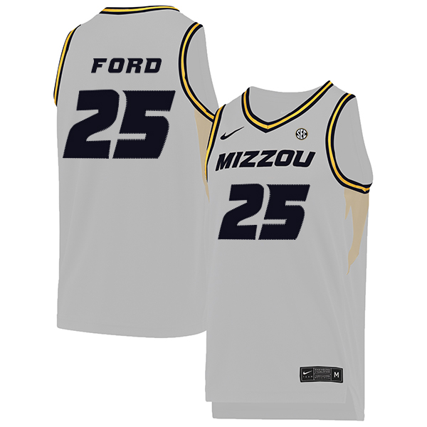 Missouri Tigers 25 Brooks Ford White College Basketball Jersey