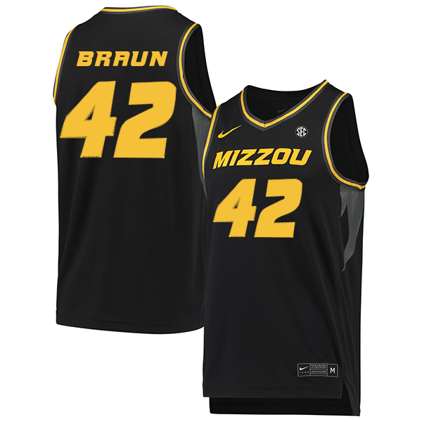 Missouri Tigers 42 Parker Braun Black College Basketball Jersey