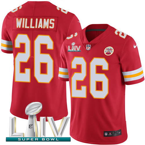 Nike Chiefs 26 Damien Williams Red Youth 2020 Super Bowl LIV Vapor Untouchable Limited Jersey
