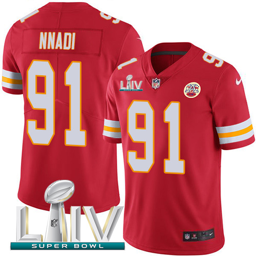 Nike Chiefs 91 Derrick Nnadi Red Youth 2020 Super Bowl LIV Vapor Untouchable Limited Jersey