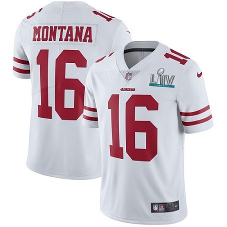 Nike 49ers 16 Joe Montana White Youth 2020 Super Bowl LIV Vapor Untouchable Limited Jersey