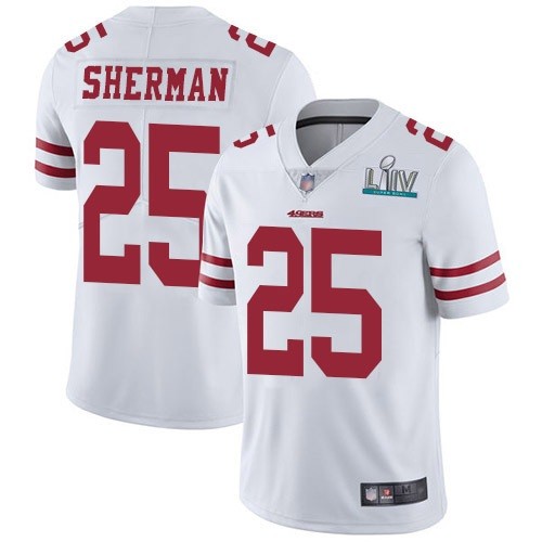 Nike 49ers 25 Richard Sherman White Youth 2020 Super Bowl LIV Vapor Untouchable Limited Jersey