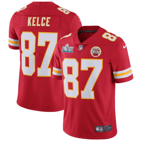 Nike Chiefs 87 Travis Kelce Red Youth 2020 Super Bowl LIV Vapor Untouchable Limited Jersey