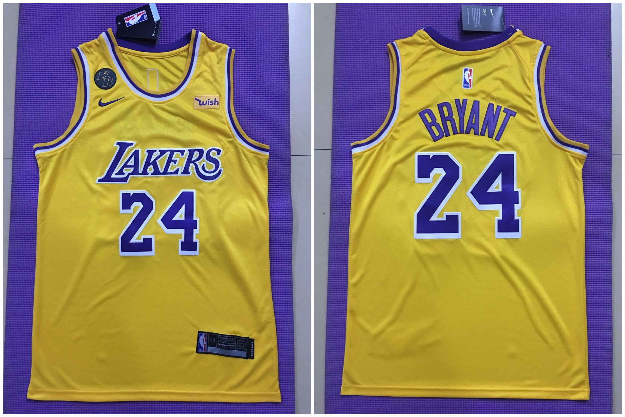 Lakers 24 kobe Bryant Yellow Commemorative Edition Nike Swingman Jersey