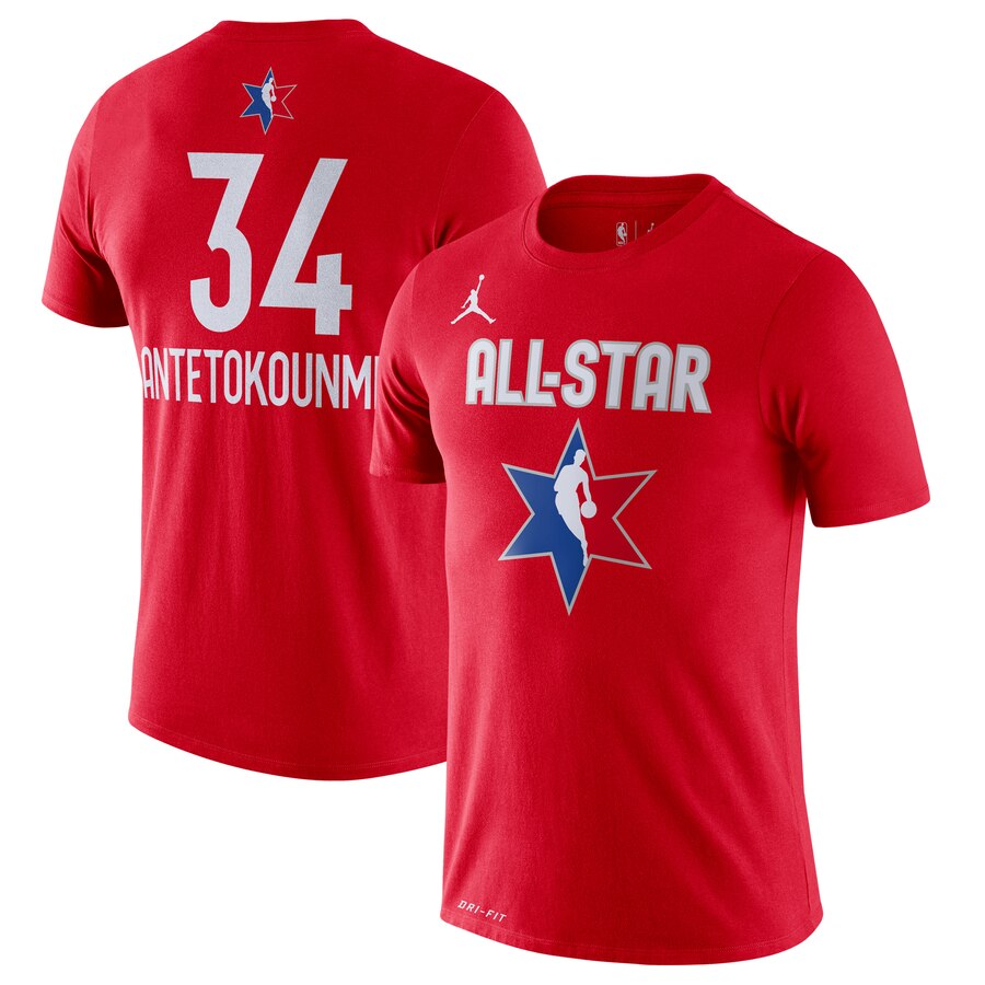Giannis Antetokounmpo Jordan Brand 2020 NBA All-Star Game Name & Number Player T-Shirt Red