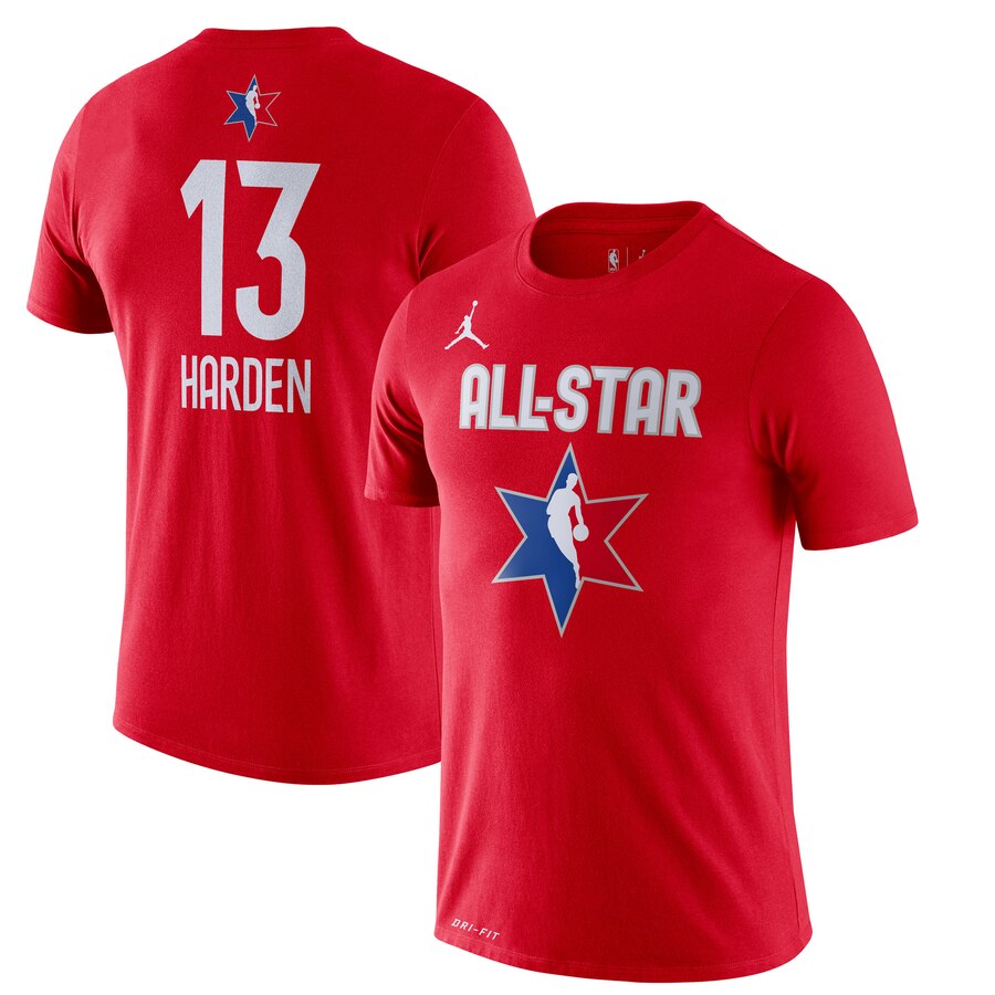 James Harden Jordan Brand 2020 NBA All-Star Game Name & Number Player T-Shirt Red