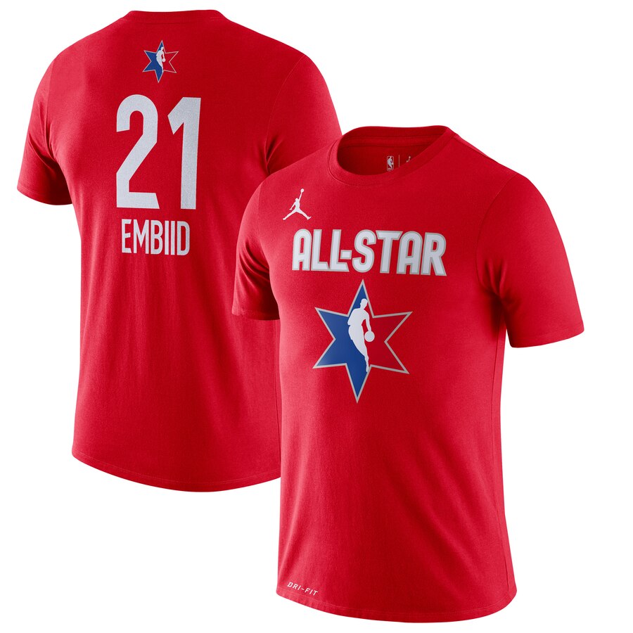 Joel Embiid Jordan Brand 2020 NBA All-Star Game Name & Number Player T-Shirt Red