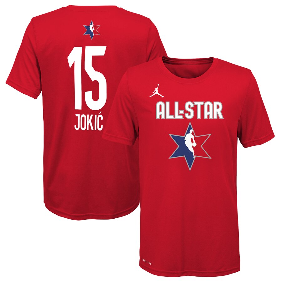 Jordan Brand Nikola Jokic Red 2020 NBA All-Star Game Name & Number T-Shirt
