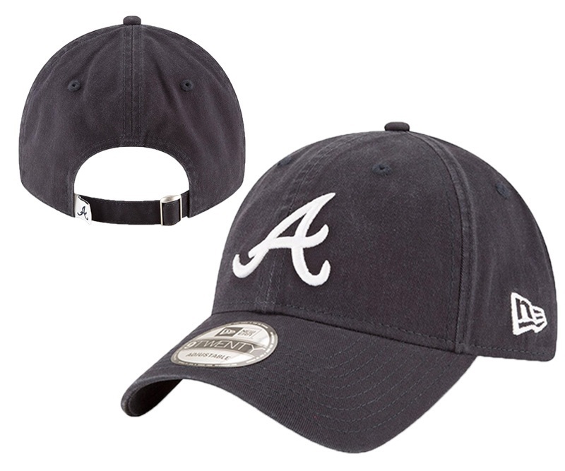 Braves Team Logo Black Peaked Adjustable Hat YD