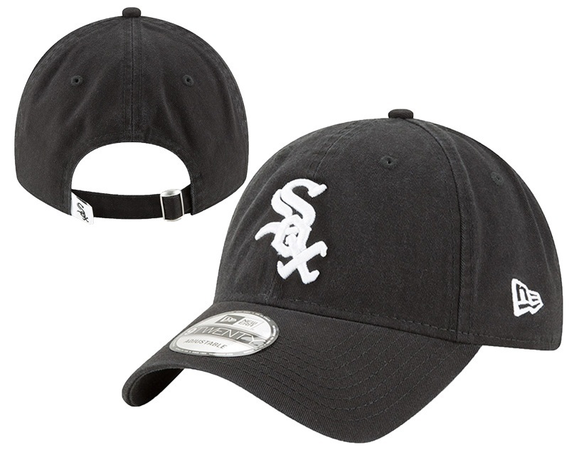 White Sox Team Logo Black Peaked Adjustable Hat YD