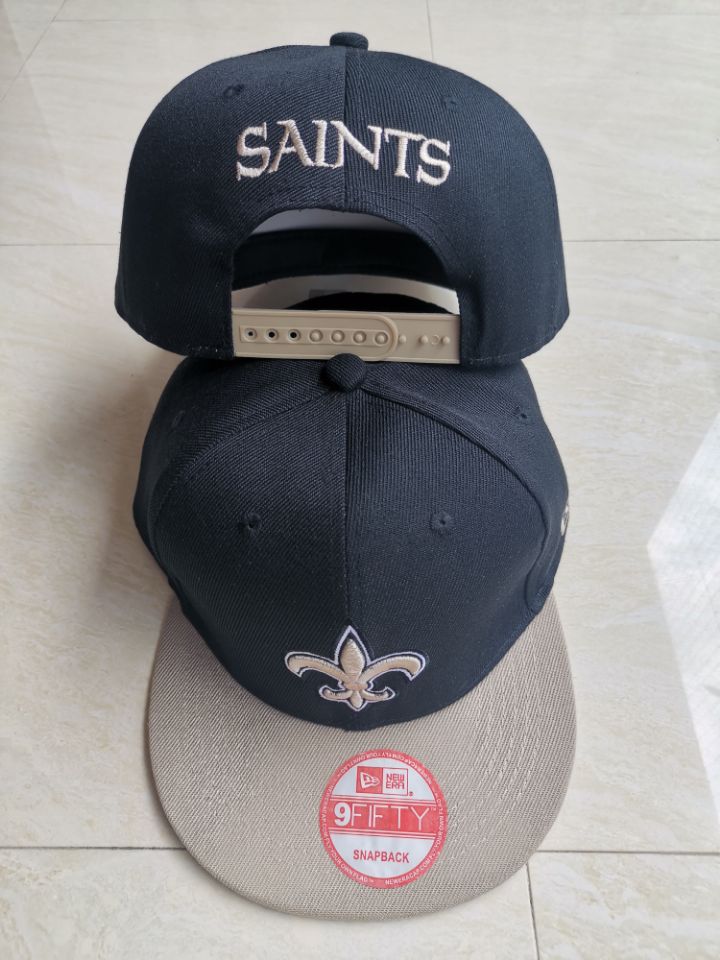 Saints Team Logo Black Cream Adjustable Hat LT