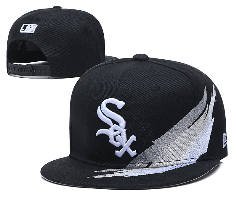 White Sox Team Logo Black Adjustable Hat YD