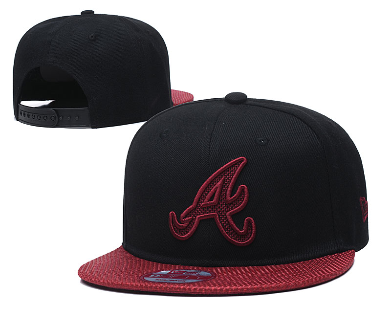 Braves Team Logo Black Red Adjustable Hat TX