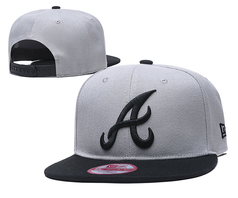 Braves Team Logo Gray Black Adjustable Hat TX