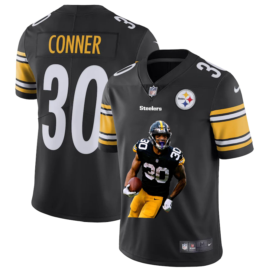 Nike Steelers 30 James Conner Black Player Name Logo Vapor Untouchable Limited Jersey