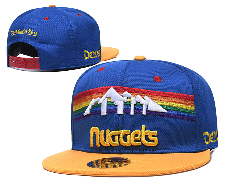 Nuggets Team Logo Blue Yellow Mitchell & Ness Adjustable Hat TX