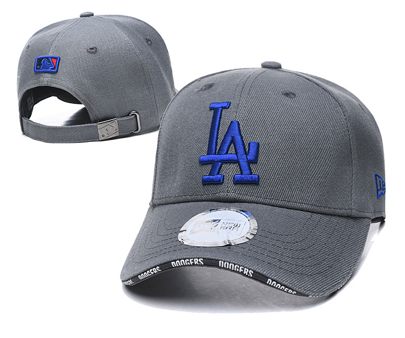 Dodgers Team Logo Gray Peaked Adjustable Hat TX